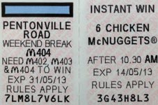 McDonalds Monopoly Fortunes Sticker